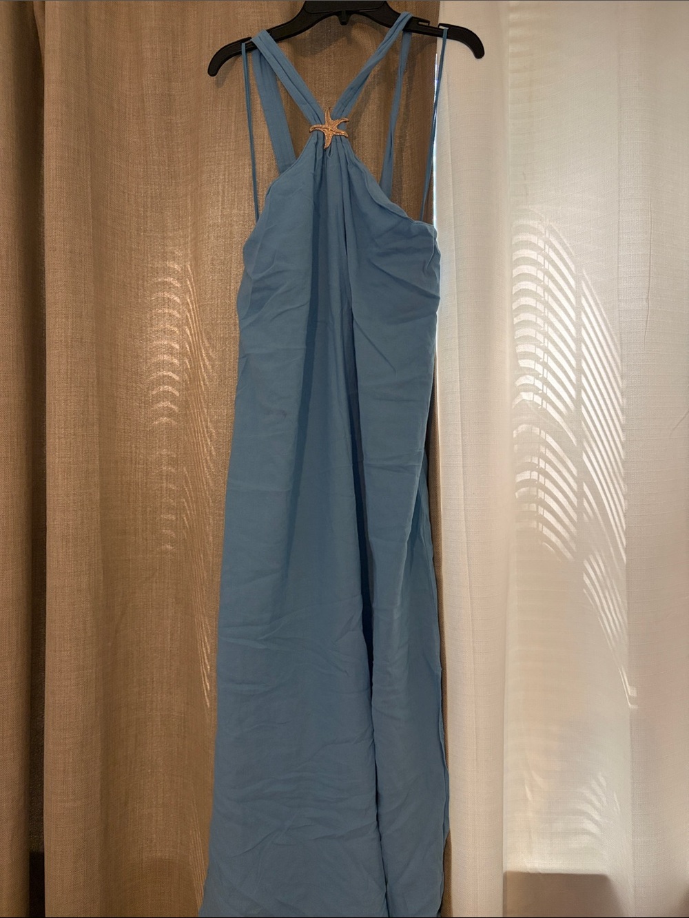 Sky Blue Strappy Women's Jumpsuit with Star Back Accent